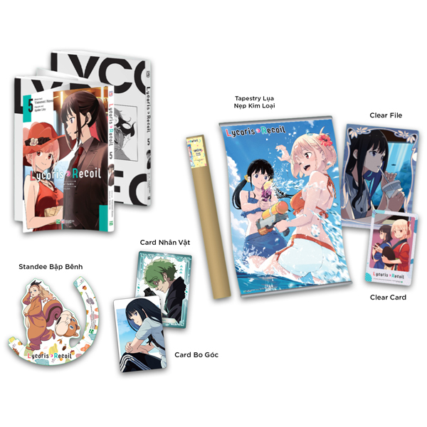 Bộ Lycoris Recoil - Tập 5 - Bản Sưu Tầm - Tặng Kèm Card Nhân Vật + Clear Card + Standee Bập Bênh + Card Bo Góc + Clear File + Tapestry Lụa Nẹp Kim Loại