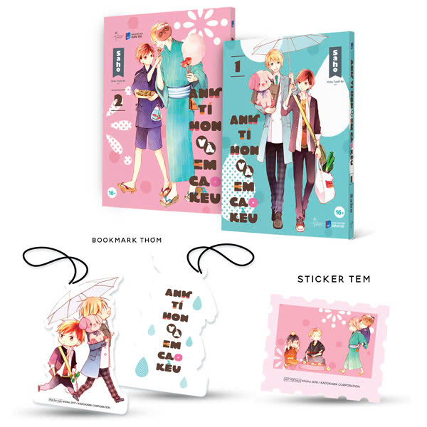 Bộ Bộ Manga - Anh Tí Hon Và Em Cao Kều - Tập 1 + Tập 2 (Bộ 2 Tập) - Bản Đặc Biệt - Tặng Kèm Sticker Tem + Bookmark Thơm
