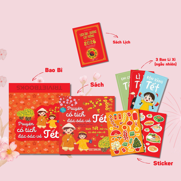Sách Tết Mở Ra, Cả Nhà Rộn Rã - Truyện Cổ Tích Đặc Sắc Về Tết - Tặng Kèm Bao Thư + Sticker + Set 3 Bao Lì Xì + Sách Lịch Âm Dương Cát Tường 2026